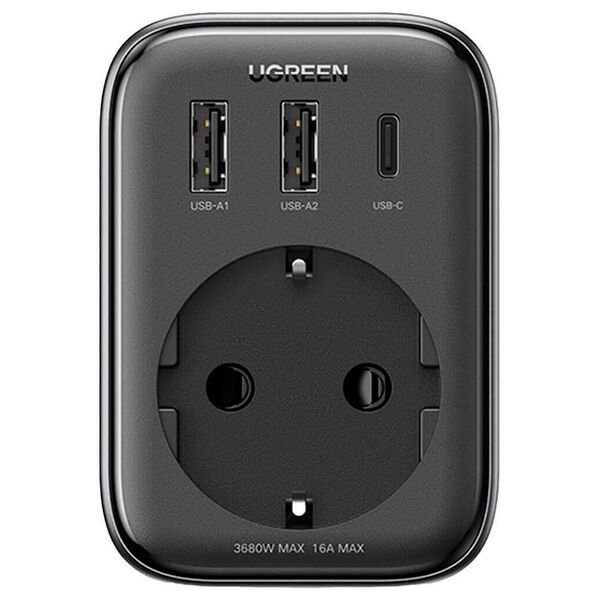 Зарядное устройство Ugreen CD314 30W USB-C+2USB+220V Черный