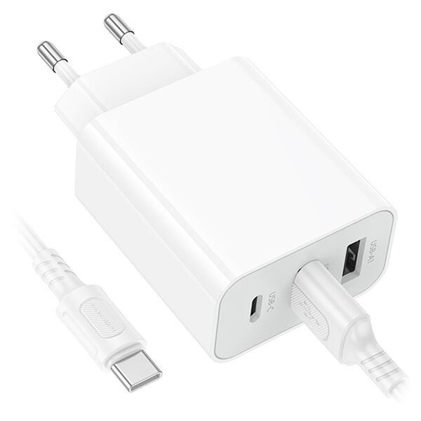 Зарядное устройство Borofone BA105A 15W USB-C+2USB + кабель Type-C Белый
