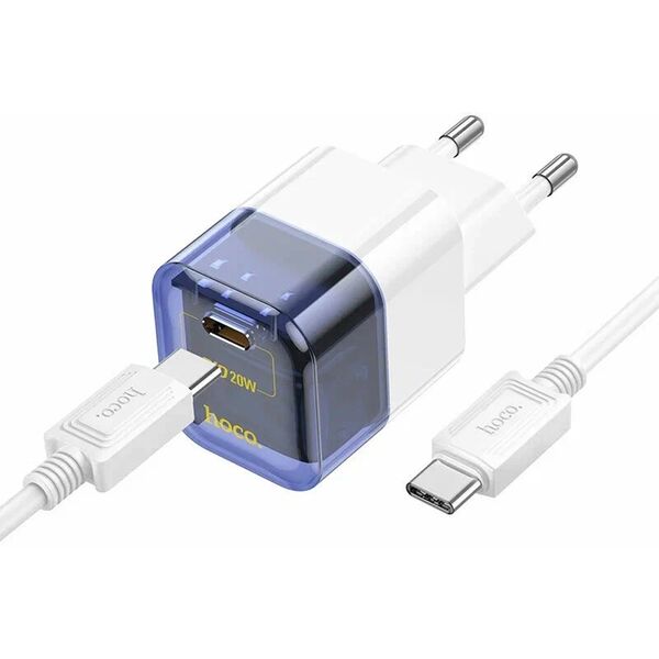 Зарядное устройство Hoco C125A 20W USB-C + кабель Type-C/Type-C Синий