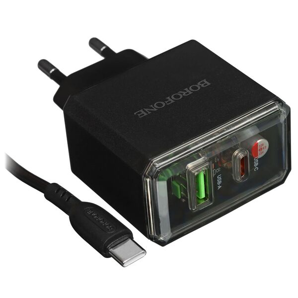 Зарядное устройство Borofone BAS32A 30W USB-C+USB + кабель Type-C/Type-C Черный
