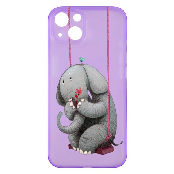 Чехол для iPhone 13 накладка силиконовый Слоненок Сиреневый