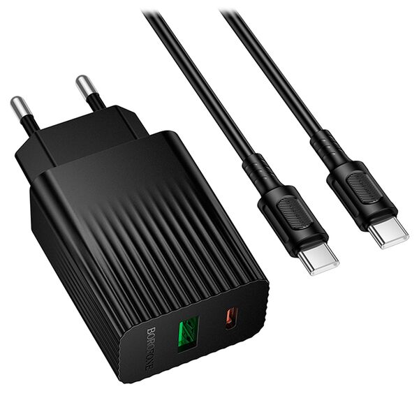 Зарядное устройство Borofone BAS76A 30W USB-C+USB + кабель Type-C/Type-C Черный
