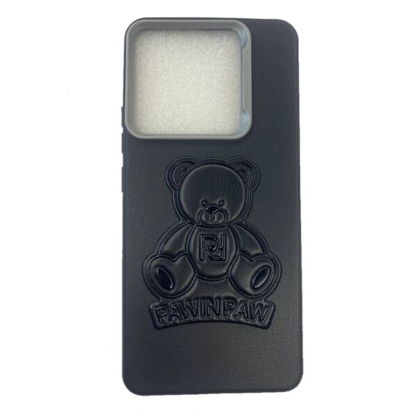 Чехол Xiaomi Redmi Note 14 4G накладка кожзам Мишка Черный