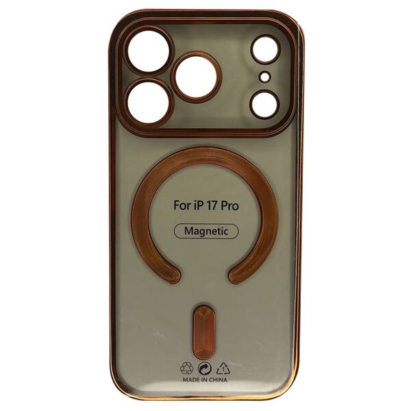 Чехол для iPhone 17 Pro накладка MagSafe с цветными бортиками Оранжевый