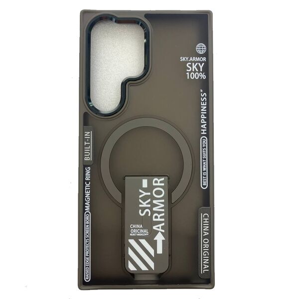 Чехол Samsung S24 Ultra накладка SkyArmor MagSafe кольцо-подставка Серый