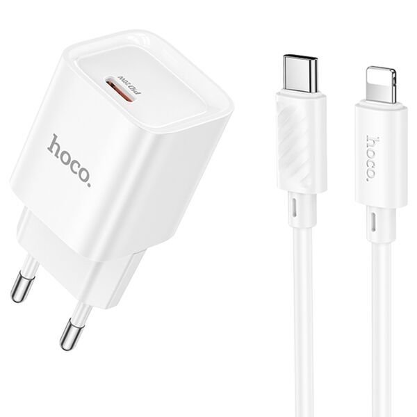 Зарядное устройство Hoco C146A 20W USB-C + кабель Type-C/Lightning Белый