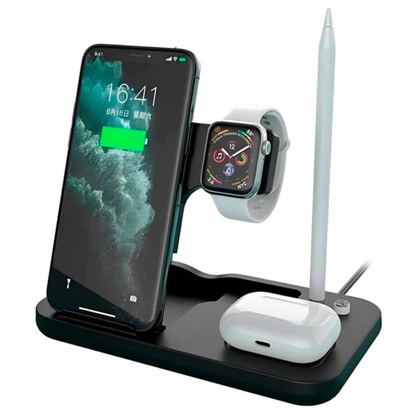 Зарядное устройство беспроводное DW-01 4 in 1 25W Черный