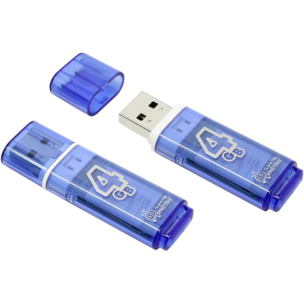 Флеш память USB 4Gb Smart Buy Glossy Синий