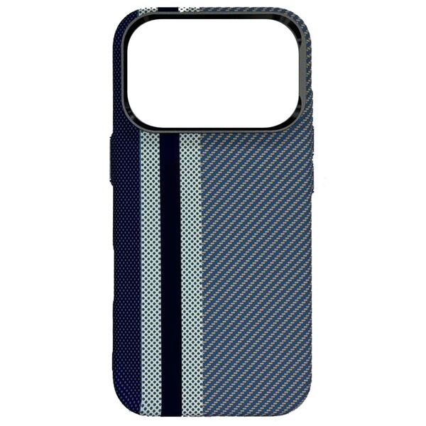 Чехол для iPhone 17 Pro накладка MOSBROS LF7 принт Carbon Magsafe Голубой