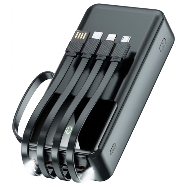 Внешний аккумулятор Tofura 30000 mAh TL32 + фонарик + кабели Черный