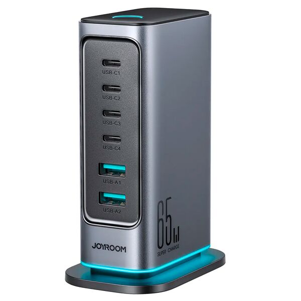 Зарядное устройство JOYROOM JR-TCM02 65W + кабель EU Темно-серый