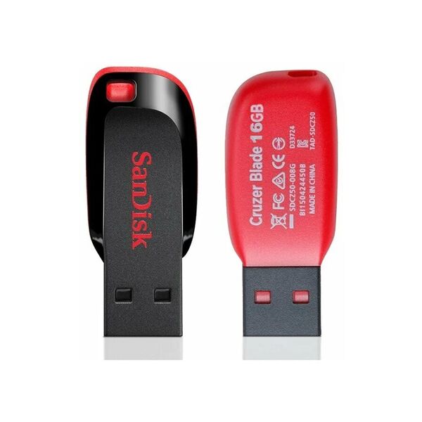 Флеш память USB 32Gb SanDisk CZ50 Cruzer Blade Черный/красный