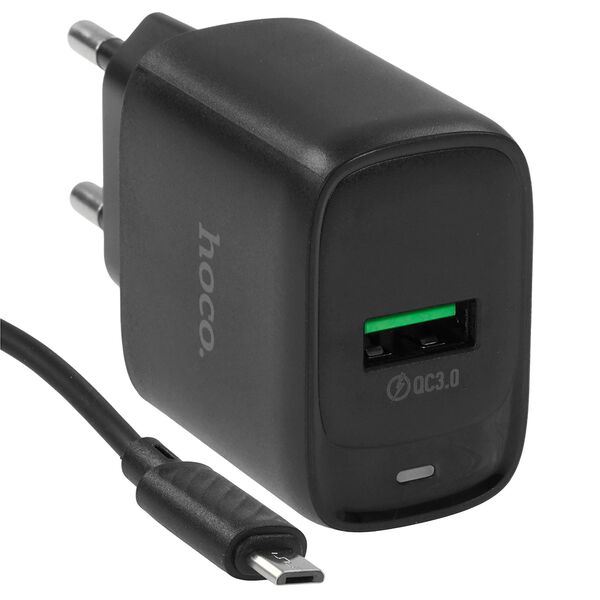 Зарядное устройство Hoco C140A 18W USB + кабель Micro USB Черный