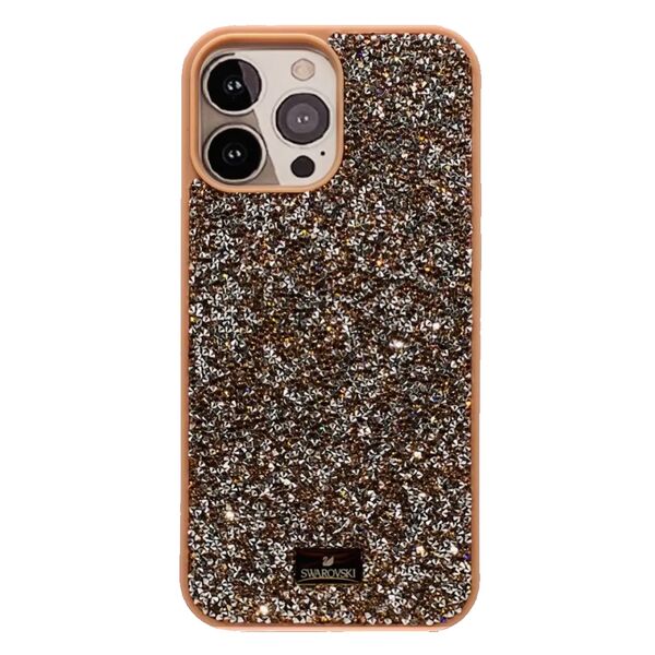 Чехол для iPhone 15 Pro накладка SWAROVSKI Коричневый