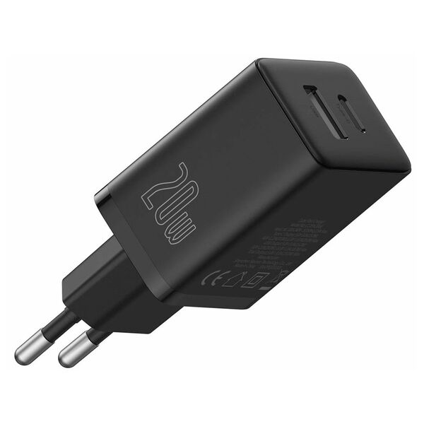 Зарядное устройство Baseus Cube USB+USB-C 20W Черный