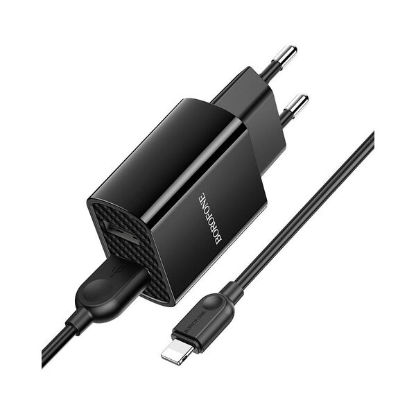 Зарядное устройство Borofone BA53A 2.1A + кабель Lightning Черный