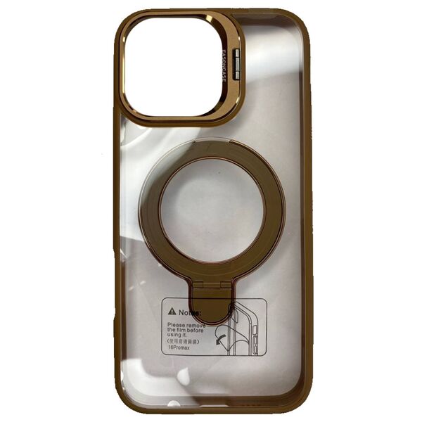 Чехол для iPhone 16 Pro накладка NY MagSafe подставки Прозрачно-бронзовый