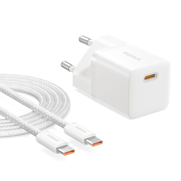 Зарядное устройство Baseus GaN5 mini 25W USB-C + кабель Type-C/Type-C Белый
