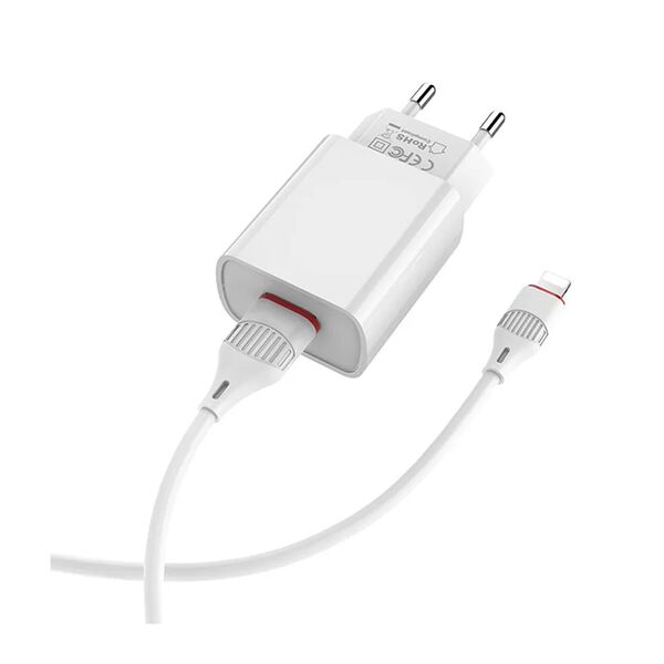Зарядное устройство Borofone BA20A 10W USB + кабель Lightning Белый