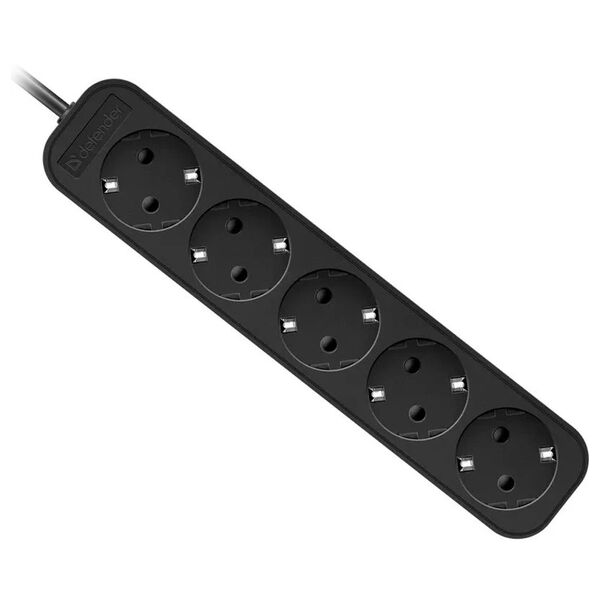 Удлинитель 1.8м Defender M518 (5 розеток) 10A Черный