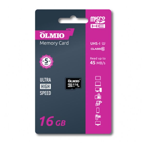 Карта памяти microSD 16Gb Olmio Class 10 UHS-I