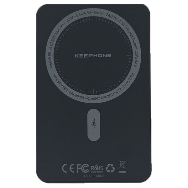Внешний аккумулятор Keephone 10000 mAh PB-34 Luci Magsafe 20W Черный