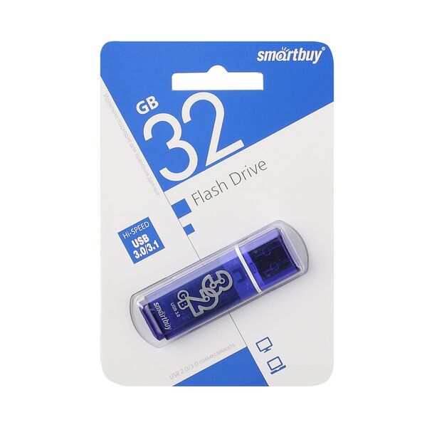 Флеш память USB 32Gb Smart Buy 3.0 Glossy Темно-синий