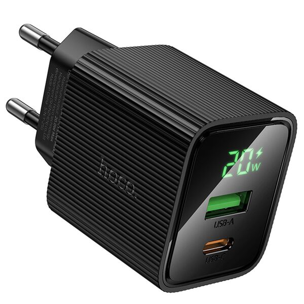 Зарядное устройство Hoco CS83A 20W USB-C+USB Черный