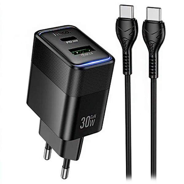 Зарядное устройство Hoco CS112A 30W USB-C+USB Черный