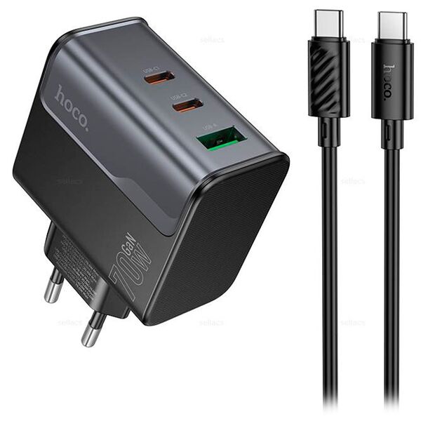 Зарядное устройство Hoco CS75A 70W 2USB-C+USB Черный