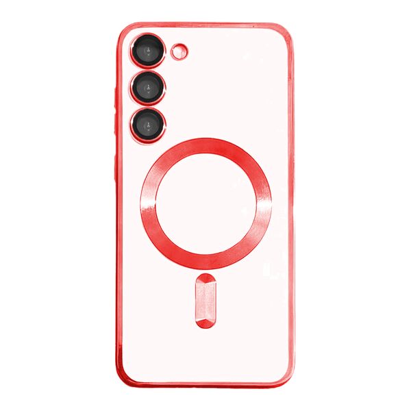 Чехол Samsung S23 Plus накладка MagSafe с цветными бортиками Красный
