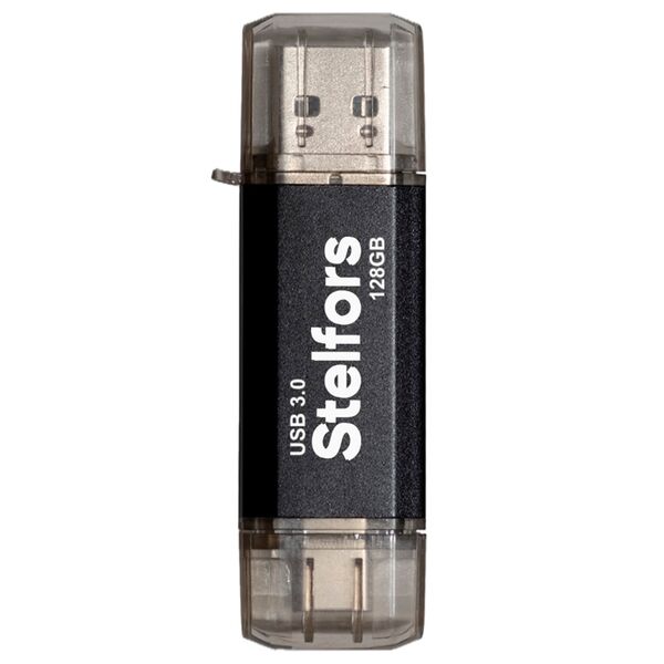 Флеш память USB 128Gb Stelfors 3.0 Star OTG/Type-C Черный