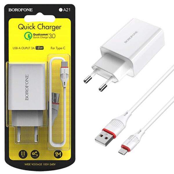 Зарядное устройство Borofone BA21A 18W USB Белый