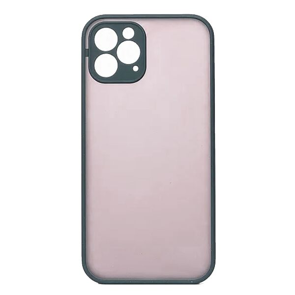 Чехол для iPhone 12 Pro Max матовый ТПУ с цветными бортиками Темно-Зеленый