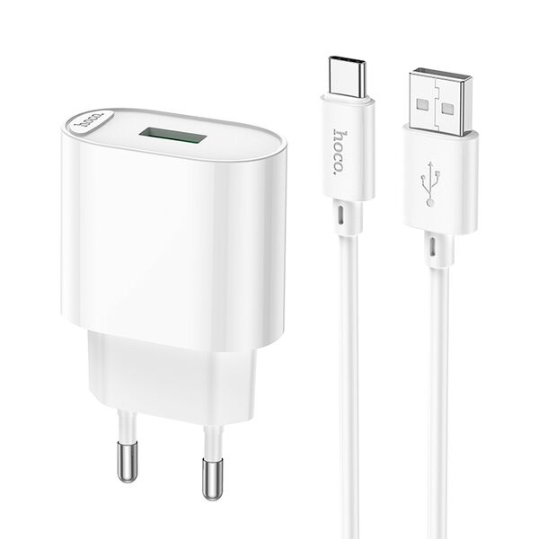 Зарядное устройство Hoco C109A 18W USB + кабель Type-C Белый