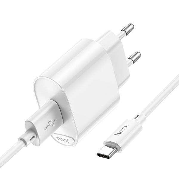 Зарядное устройство Hoco C109A 18W USB + кабель Type-C Белый