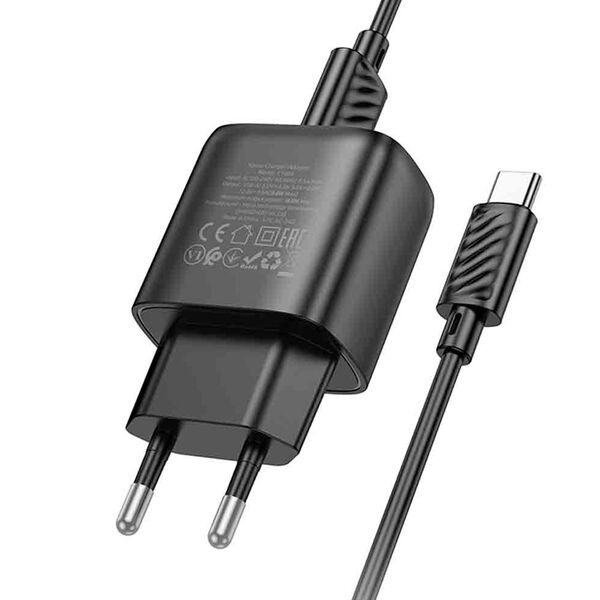 Зарядное устройство Hoco C140A 18W USB + кабель Type-C Черный
