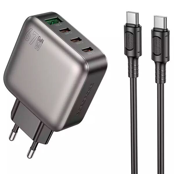 Зарядное устройство Borofone BAS57A 67W 3USB-C+USB + кабель Type-C/Type-C Черный