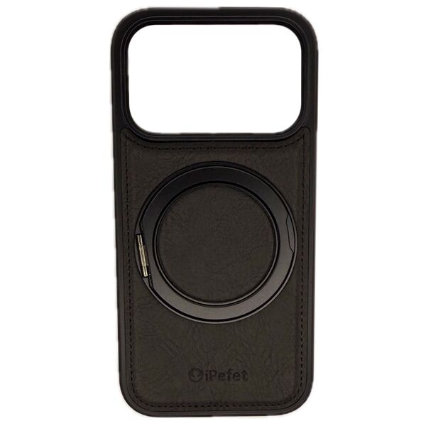 Чехол для iPhone 17 Pro Max накладка MagSafe iPefet Кожа кольцо-подставка Черный