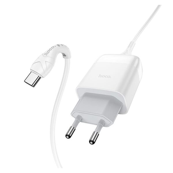 Зарядное устройство Hoco C72Q 18W USB + кабель Type-C Белый