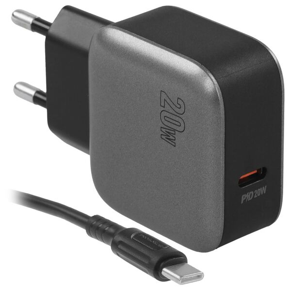 Зарядное устройство Borofone BAS53A 20W USB-C + кабель Type-C/Type-C Черный