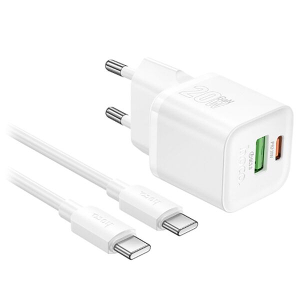 Зарядное устройство Hoco N65 20W USB-C + кабель Type-C/Type-C Белый