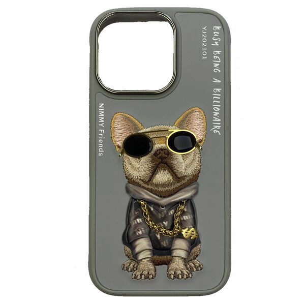 Чехол для iPhone 16 Pro накладка NIMMY Пес в очках Серый
