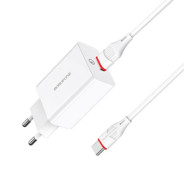 Зарядное устройство Borofone BA21A 18W USB + кабель Type-C Белый