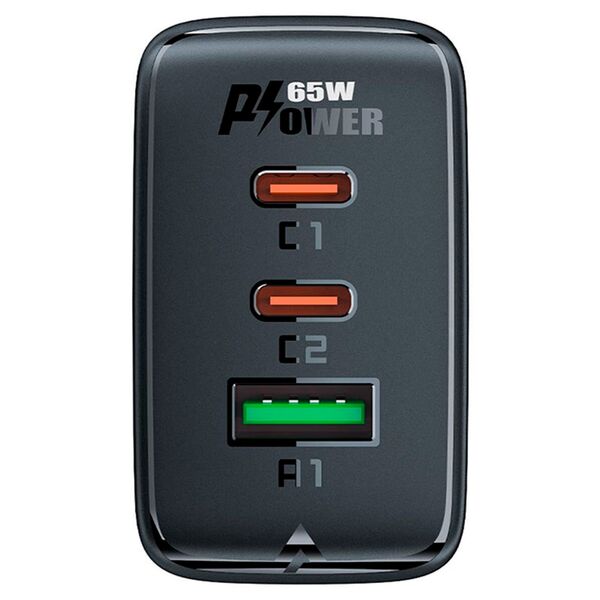 Зарядное устройство AceFast A41 65W 2USB-C+USB GaN Черный