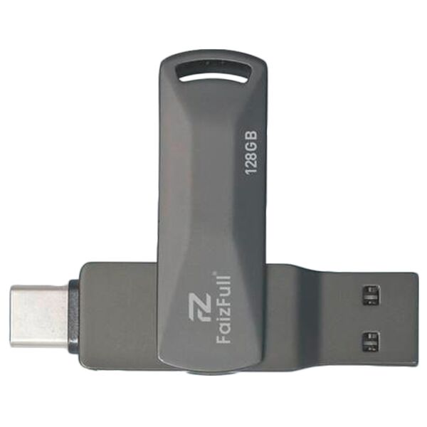 Флеш память USB 128Gb FaizFull U18 3.2 OTG/Type-C Серый