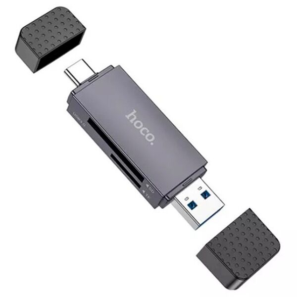 Картридер Hoco HB45 2 в 1 USB 3.0/Type-C Серый