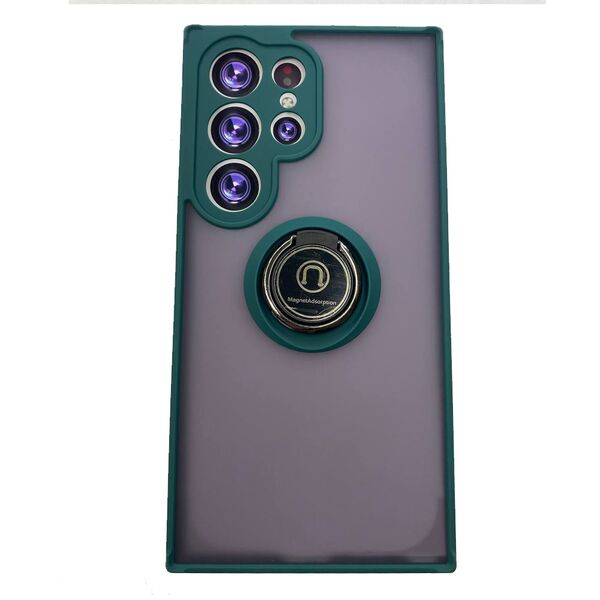 Чехол Samsung S24 Ultra накладка матовый с кольцом Зеленый