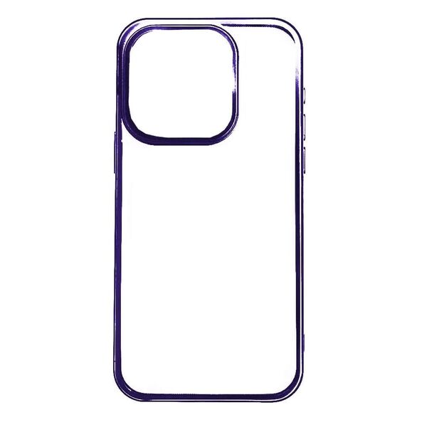 Чехол для iPhone 15 Pro Max накладка с цветными бортиками Сиреневый + стекло для камеры