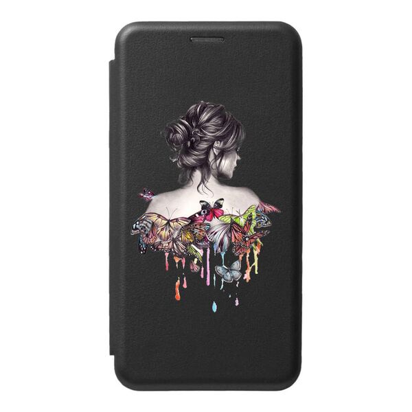 Чехол Xiaomi Redmi Note 12 4G книжка кожзам принт Девушка Бабочки